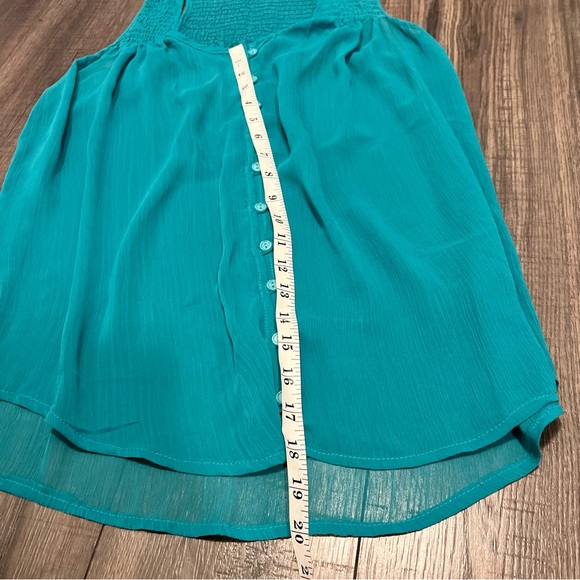 Studio by YDE Teal Turquoise Button Down Tank Top Shirt - Picture 4 of 6